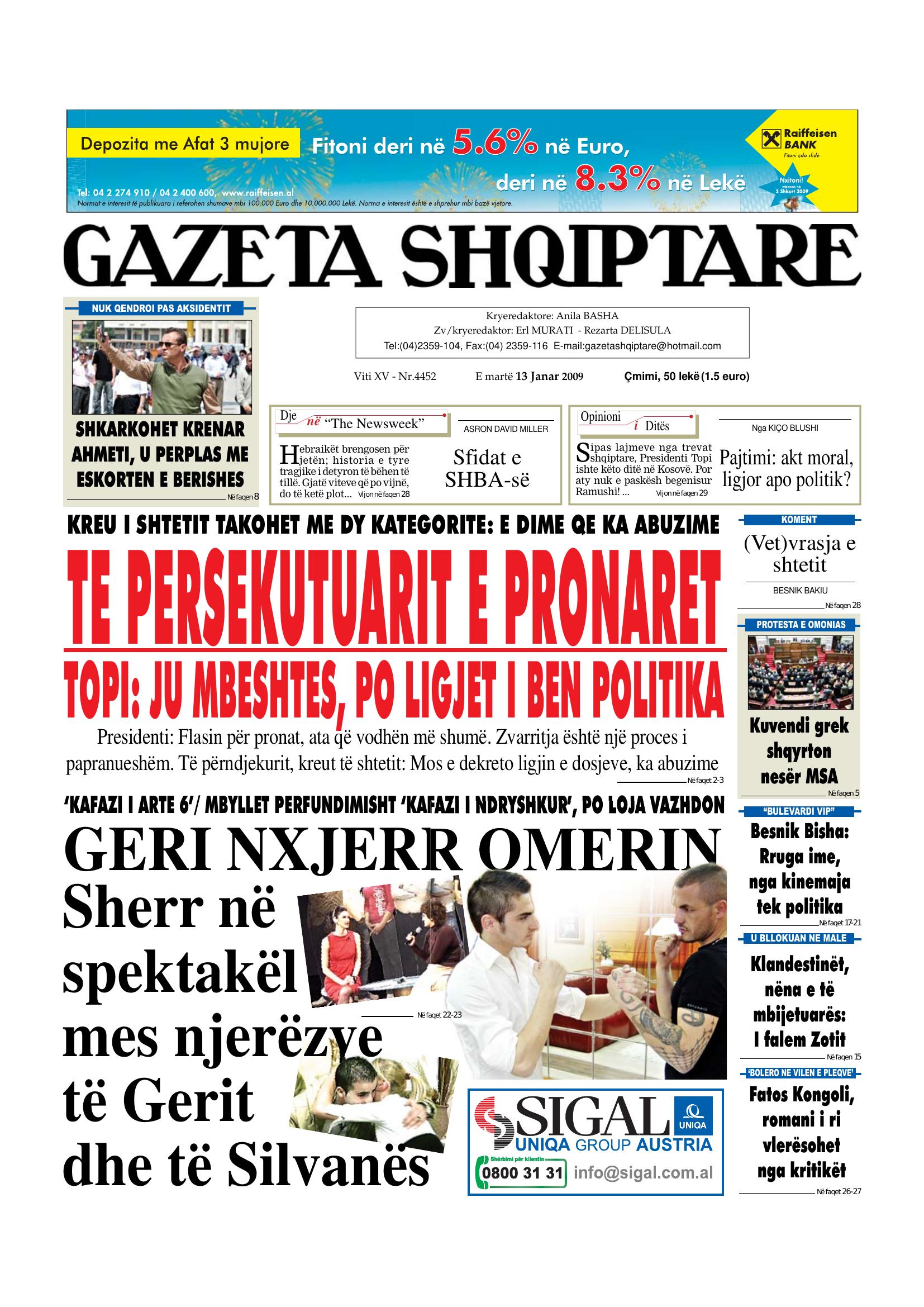 Gazeta Shqiptare 2009-01-13